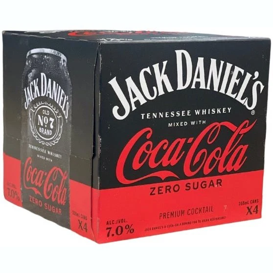 Jack Daniel's Coca-Cola Zero Sugar Premium Cocktail 4 Pack 355ml